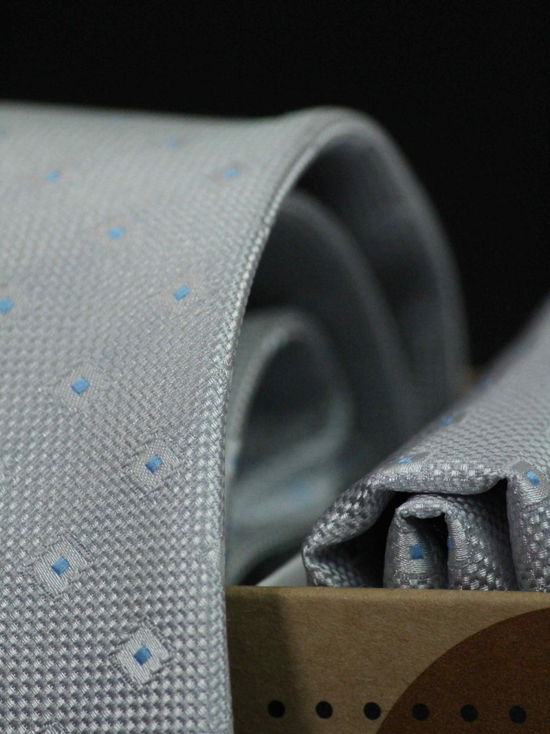 Silver Geometric Necktie & Pocket Square Giftset - TOSSIDO