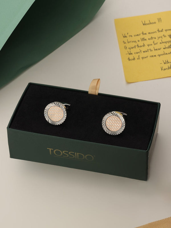 Silver & Gold Geometric Cufflinks - TOSSIDO