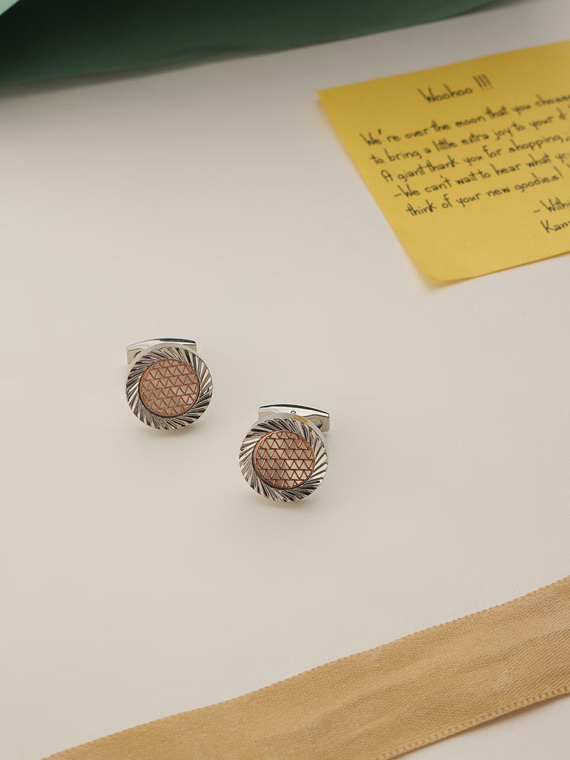 Silver & Gold Geometric Cufflinks - TOSSIDO