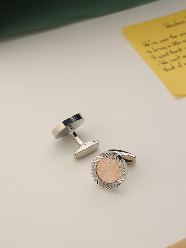 Silver & Gold Geometric Cufflinks - TOSSIDO