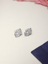 Silver Hammered Square Stud Earrings - TOSSIDO