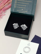 Silver Hammered Square Stud Earrings - TOSSIDO