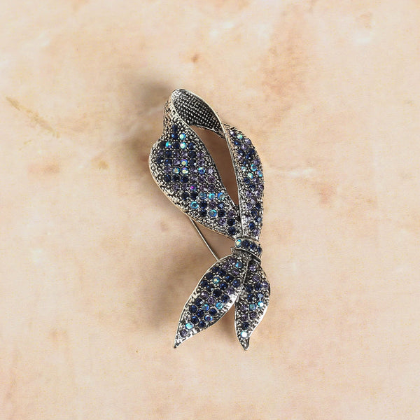 Silver Leaf Bow Brooch - TOSSIDO
