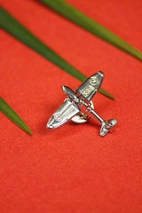 Silver Metal Airplane Brooch - TOSSIDO