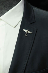 Silver Metal Airplane Brooch - TOSSIDO