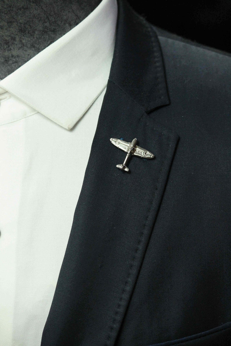 Silver Metal Airplane Brooch - TOSSIDO