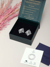 Silver Molten Square Stud Earrings - TOSSIDO