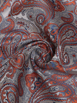 Silver & Orange Paisley Jacquard Pocket Square - TOSSIDO