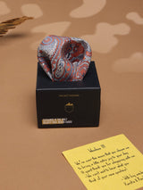 Silver & Orange Paisley Jacquard Pocket Square - TOSSIDO