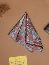 Silver & Orange Paisley Jacquard Pocket Square - TOSSIDO