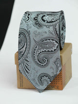 Silver Paisley Handmade Silk Necktie - TOSSIDO