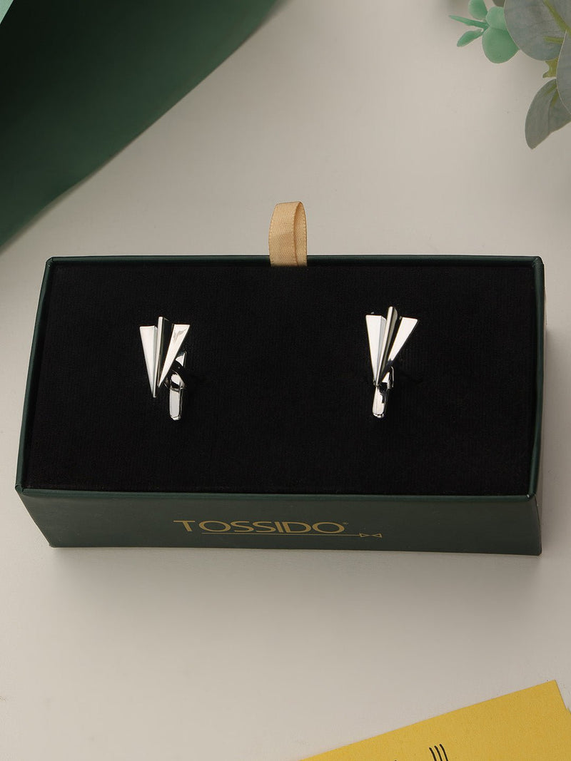 Silver Paper Plane Cufflinks - TOSSIDO