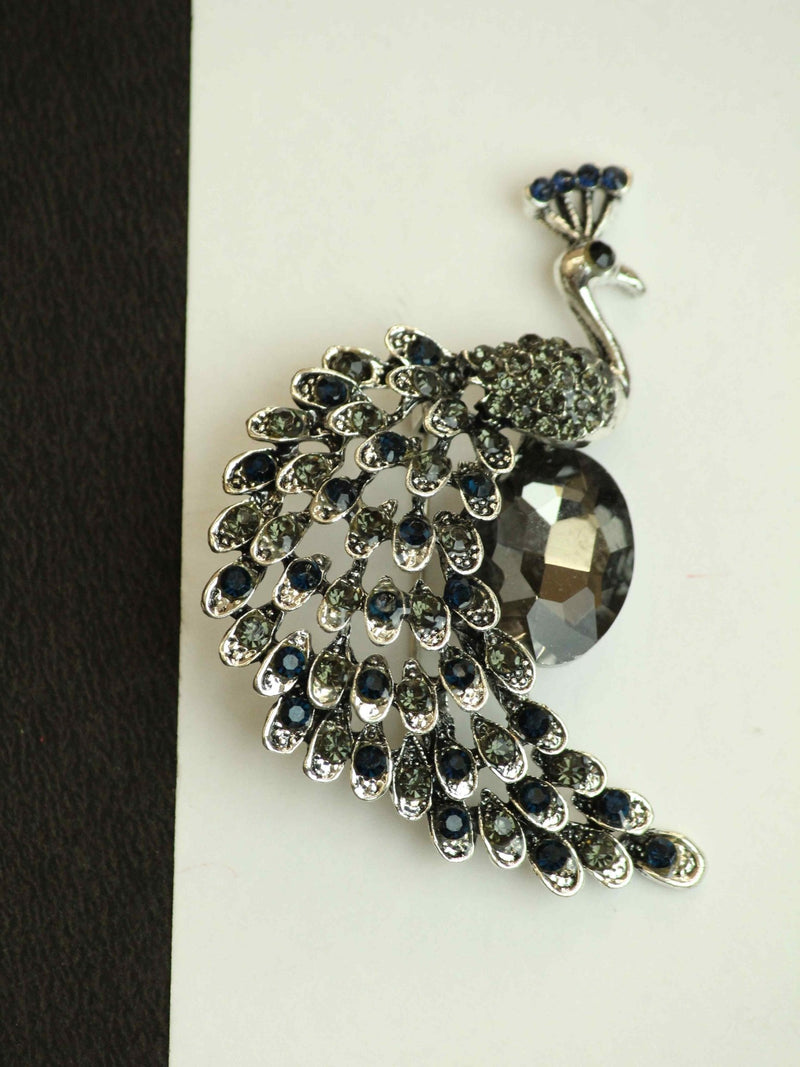 Silver Peacock Brooch - TOSSIDO