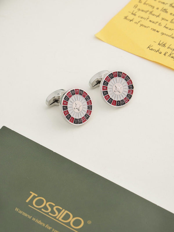 Silver Roulette Cufflinks - TOSSIDO