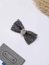 Silver Smoke Crystal Bowtie Brooch - TOSSIDO