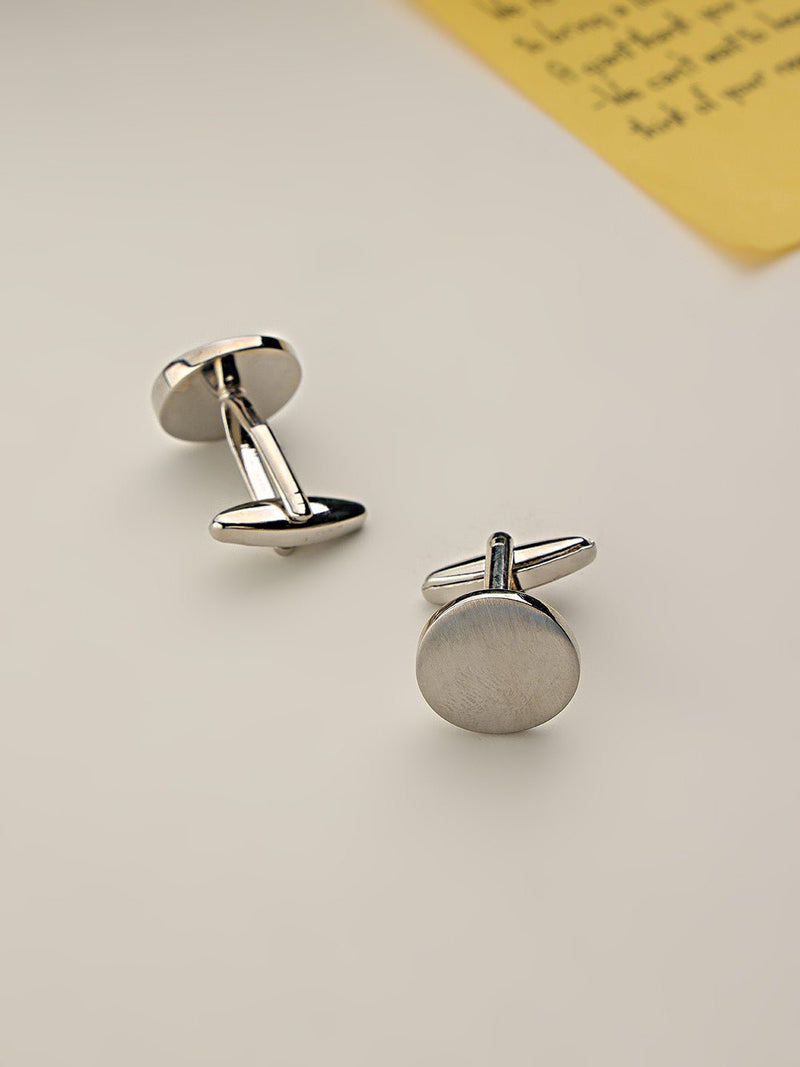 Silver Solid Cufflinks - TOSSIDO