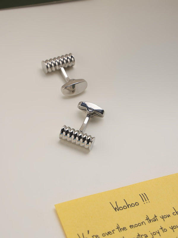 Silver Solid Cufflinks - TOSSIDO