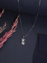 Silver Sparkle Cat Pendant Necklace - TOSSIDO
