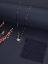 Silver Sparkle Turtle Pendant Necklace - TOSSIDO