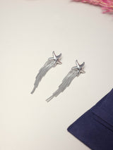 Silver Starfish Tassel Drop Earrings - TOSSIDO