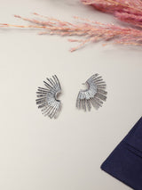 Silver Sunburst Fan Earrings - TOSSIDO