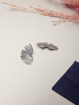 Silver Sunburst Fan Earrings - TOSSIDO