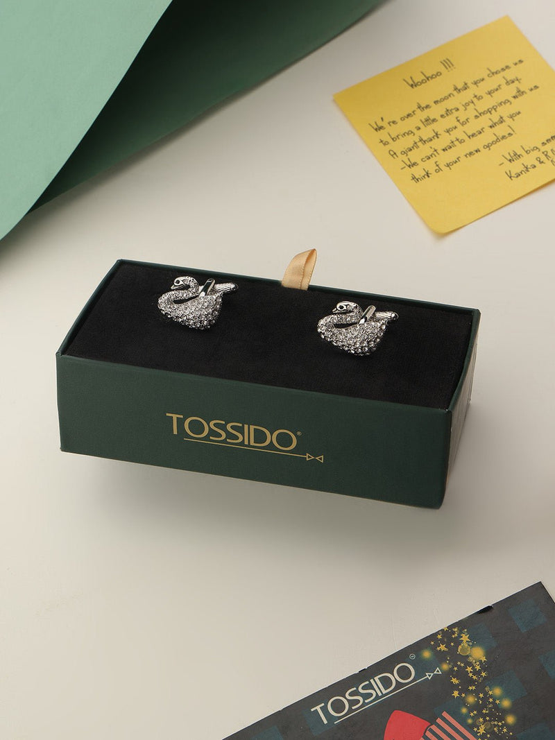 Silver Swan Cufflinks - TOSSIDO