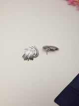 Silver Swirl Fan Stud Earrings - TOSSIDO