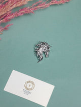 Silver Windswept Mane Horse Head Brooch - TOSSIDO