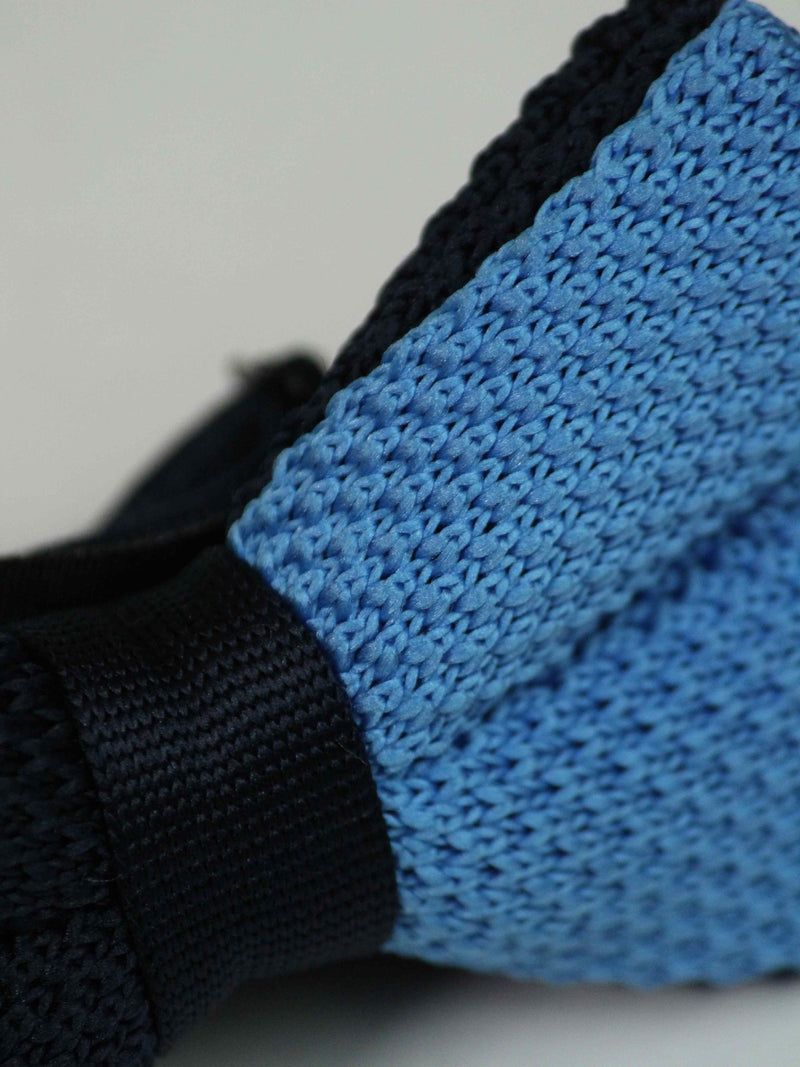 Sky Blue & Dark Blue Dual - Tone Knitted Bow Tie - TOSSIDO