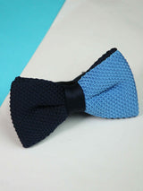 Sky Blue & Dark Blue Dual - Tone Knitted Bow Tie - TOSSIDO