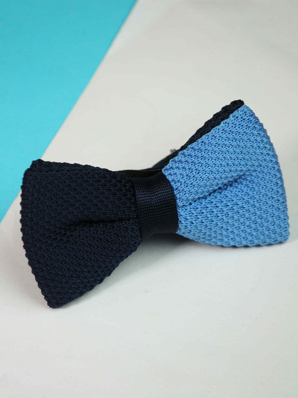 Sky Blue & Dark Blue Dual - Tone Knitted Bow Tie - TOSSIDO