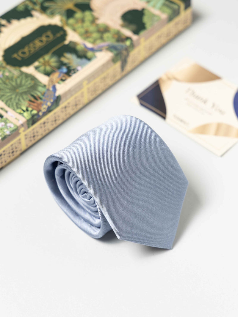 Sky Blue Pure Silk Necktie (Teflon Coated) - TOSSIDO