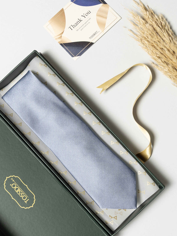 Sky Blue Pure Silk Necktie (Teflon Coated) - TOSSIDO