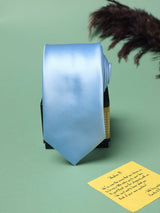 Sky Blue Satin Twill Necktie - TOSSIDO