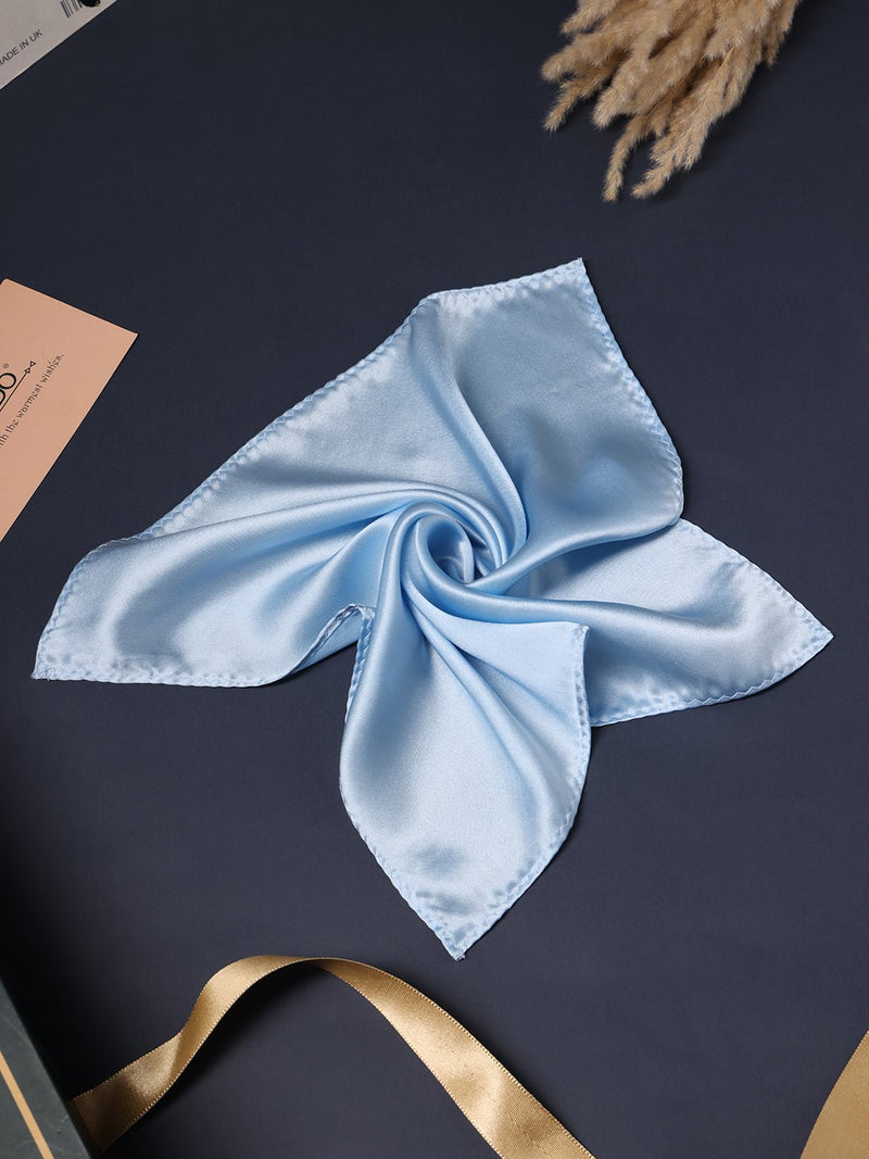 Sky Blue Solid Silk Pocket Square - TOSSIDO