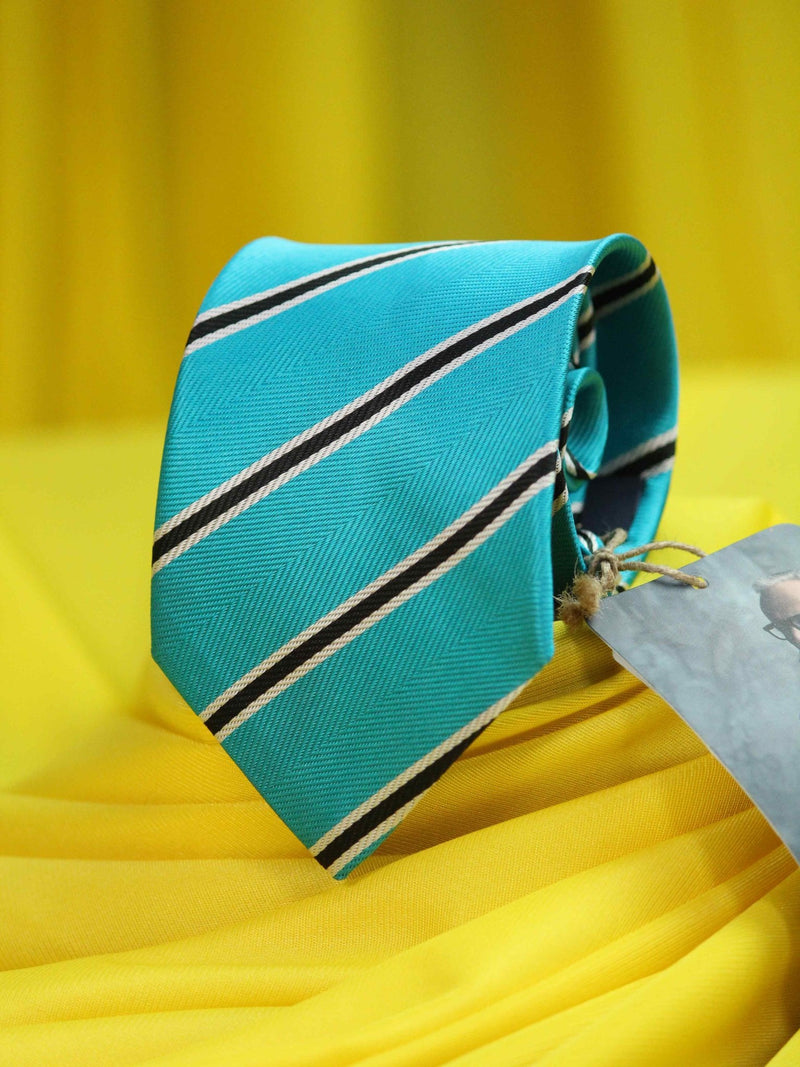 Sky Blue Stripe Necktie - TOSSIDO