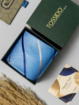 Sky Blue Striped Necktie - TOSSIDO