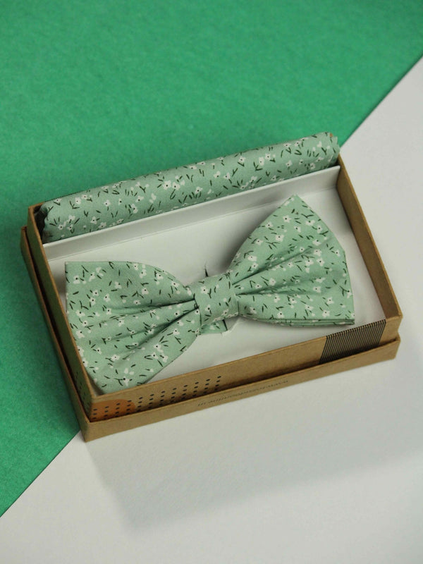 Soft Ice Cotton Bowtie & Pocket Square Set - TOSSIDO