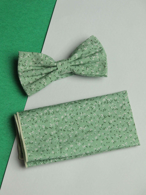 Soft Ice Cotton Bowtie & Pocket Square Set - TOSSIDO
