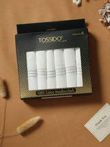 Soft Touch White Cotton Handkerchief Set - TOSSIDO