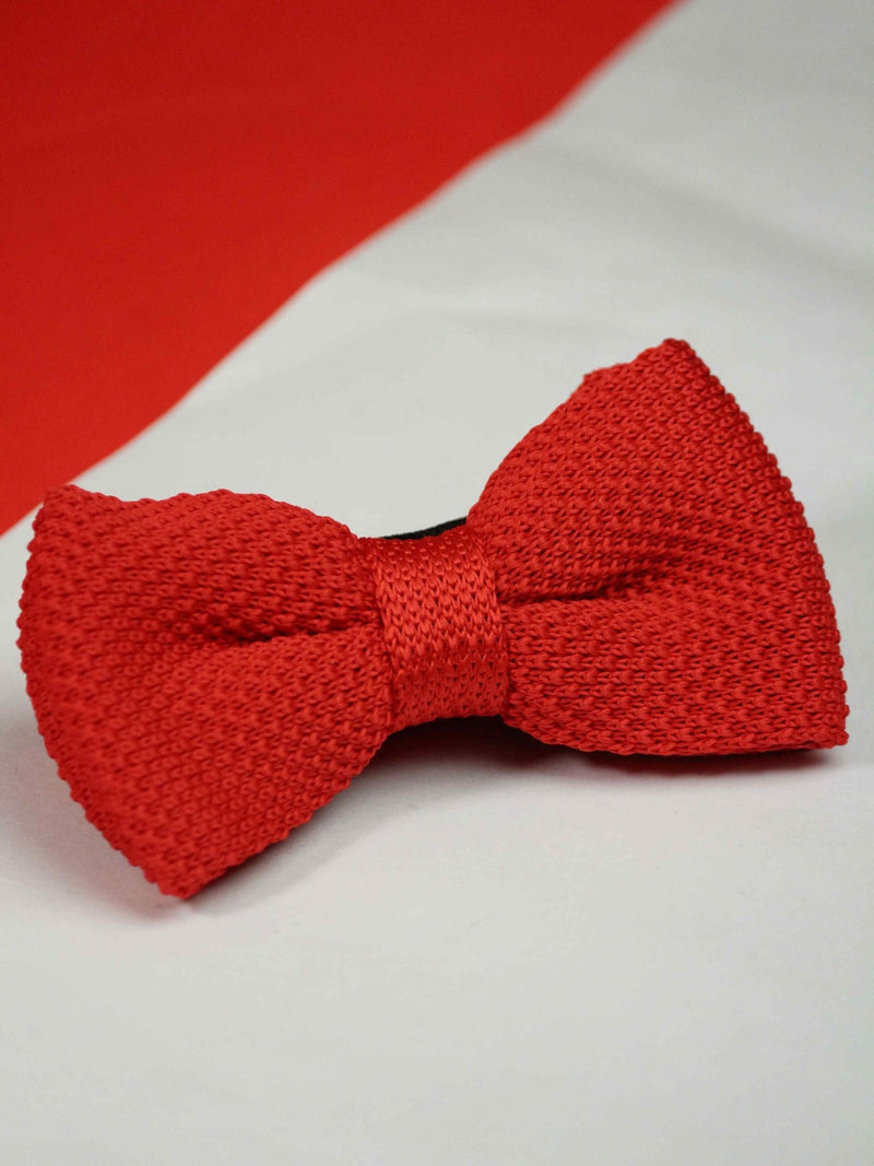 Solid Red Knitted Bow Tie - TOSSIDO