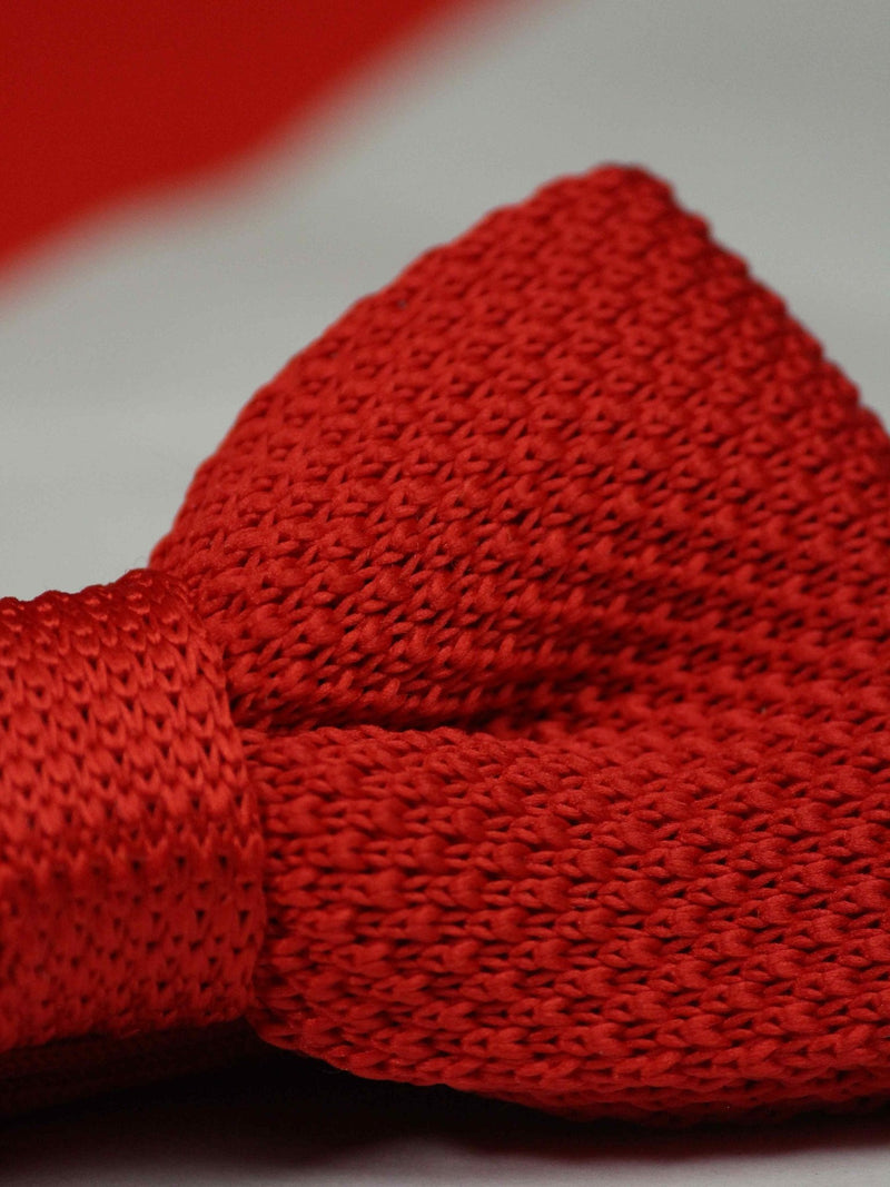 Solid Red Knitted Bow Tie - TOSSIDO