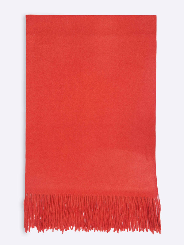 Solid Red Poly - Wool Muffler with Frills - TOSSIDO