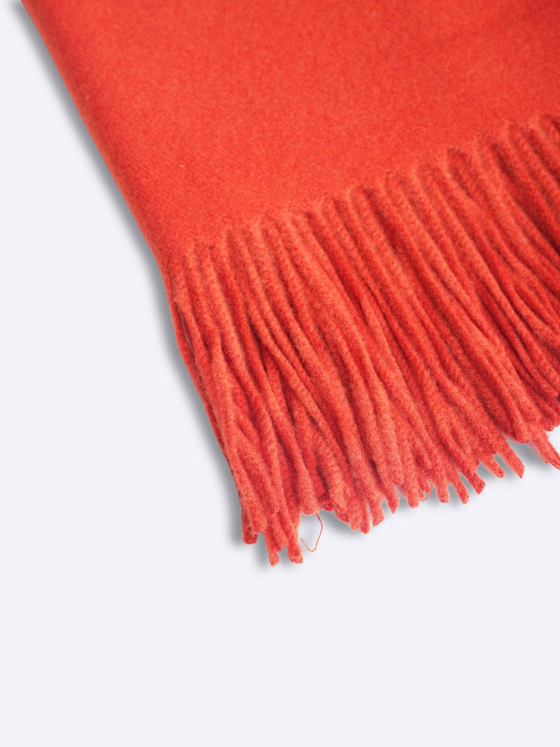Solid Red Poly - Wool Muffler with Frills - TOSSIDO