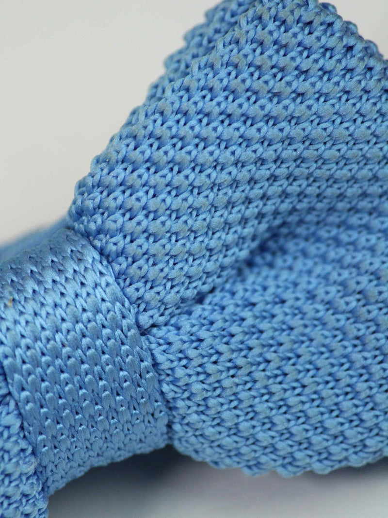 Solid Sky Blue Knitted Bow Tie - TOSSIDO