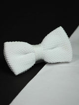 Solid White Knitted Bow Tie - TOSSIDO