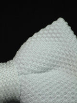 Solid White Knitted Bow Tie - TOSSIDO