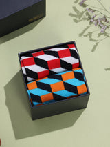 Statement Grid Cotton Socks Set - TOSSIDO