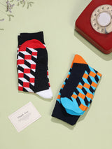 Statement Grid Cotton Socks Set - TOSSIDO